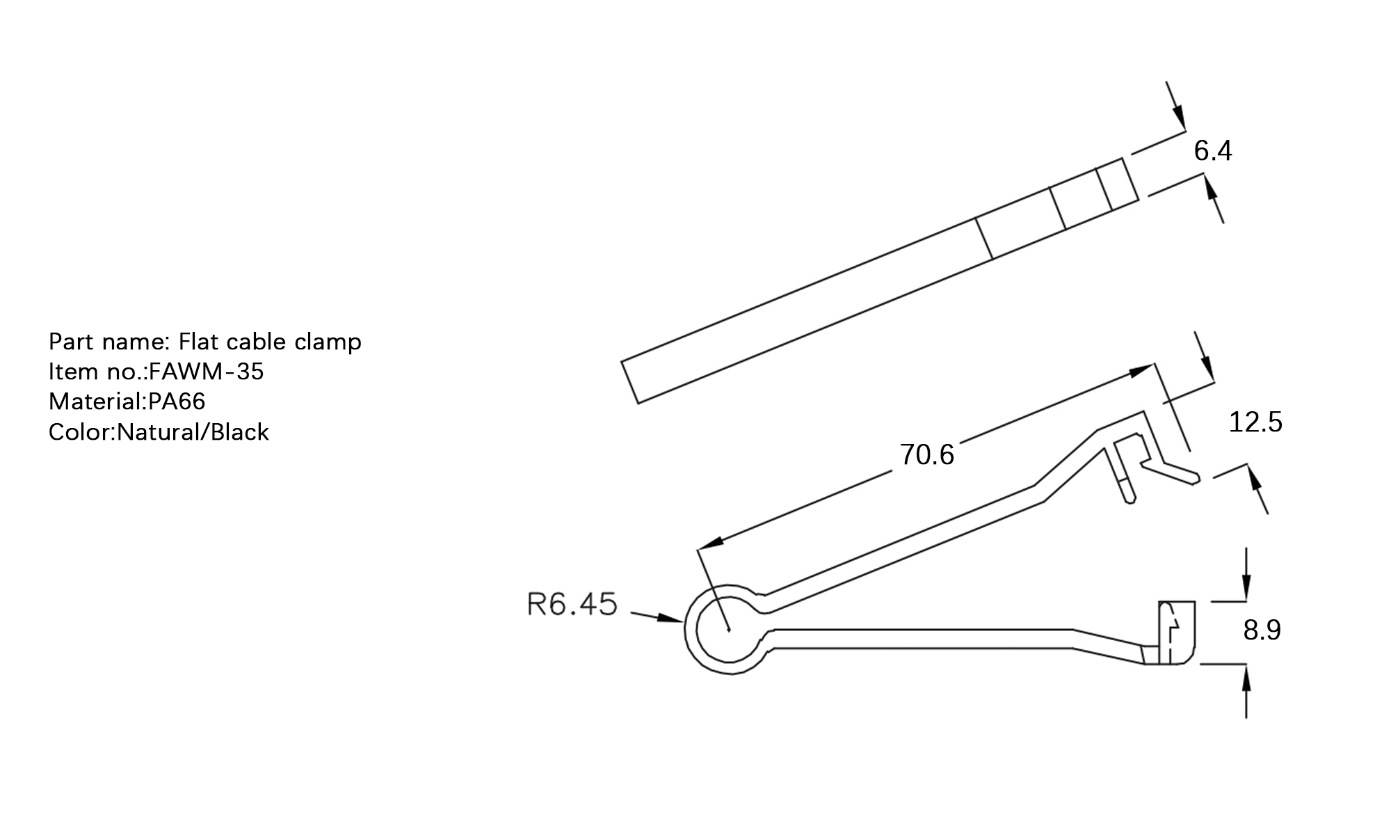 Plastic Flat Cable Clamp FAWM-35S